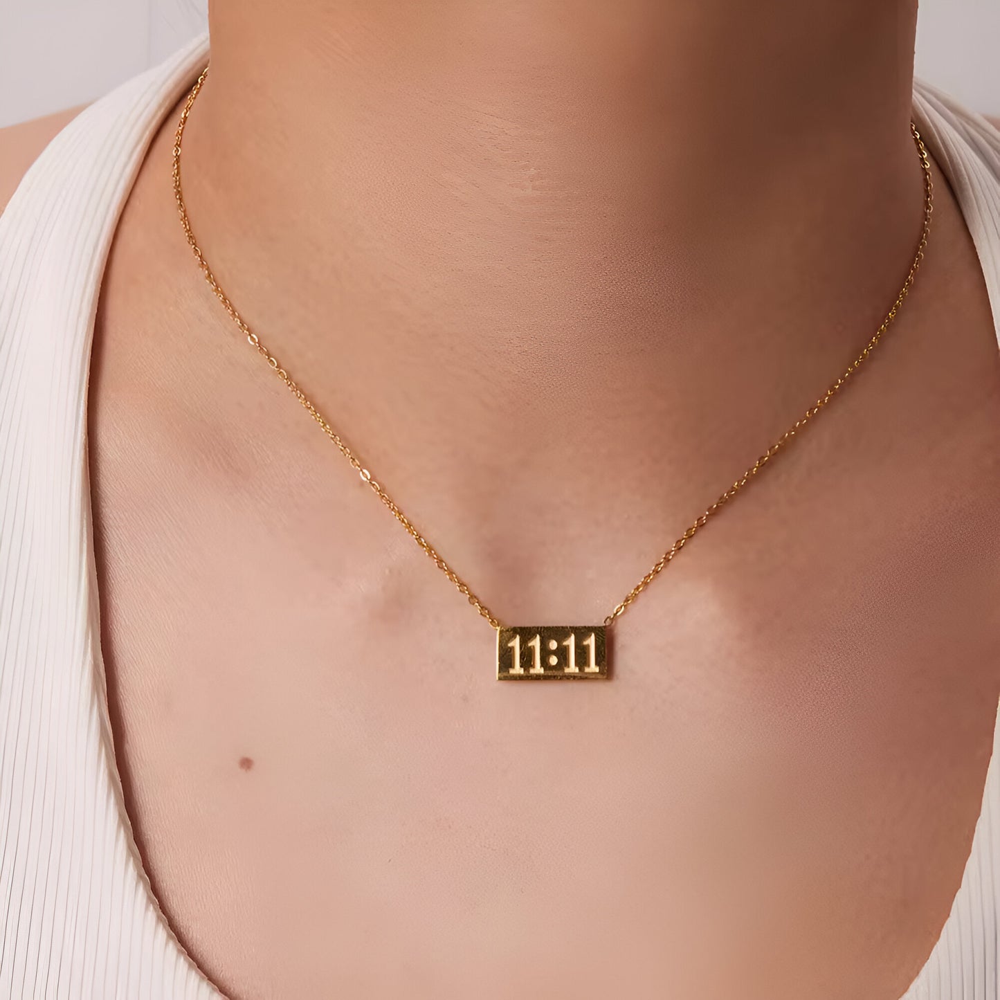 11:11 Necklace ( Make a wish ) Square -18k Gold Plated