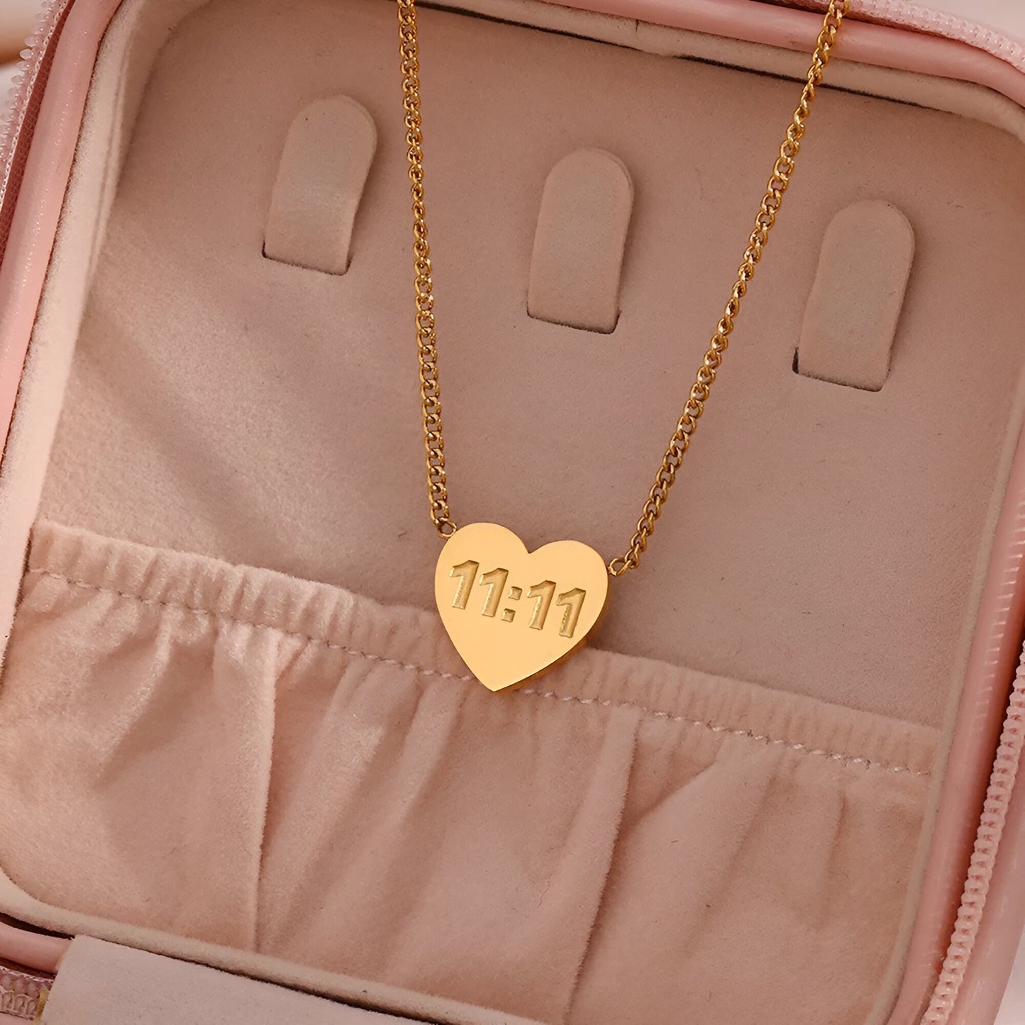 Heart 11:11 Necklace ( Make a wish ) -18k Gold Plated