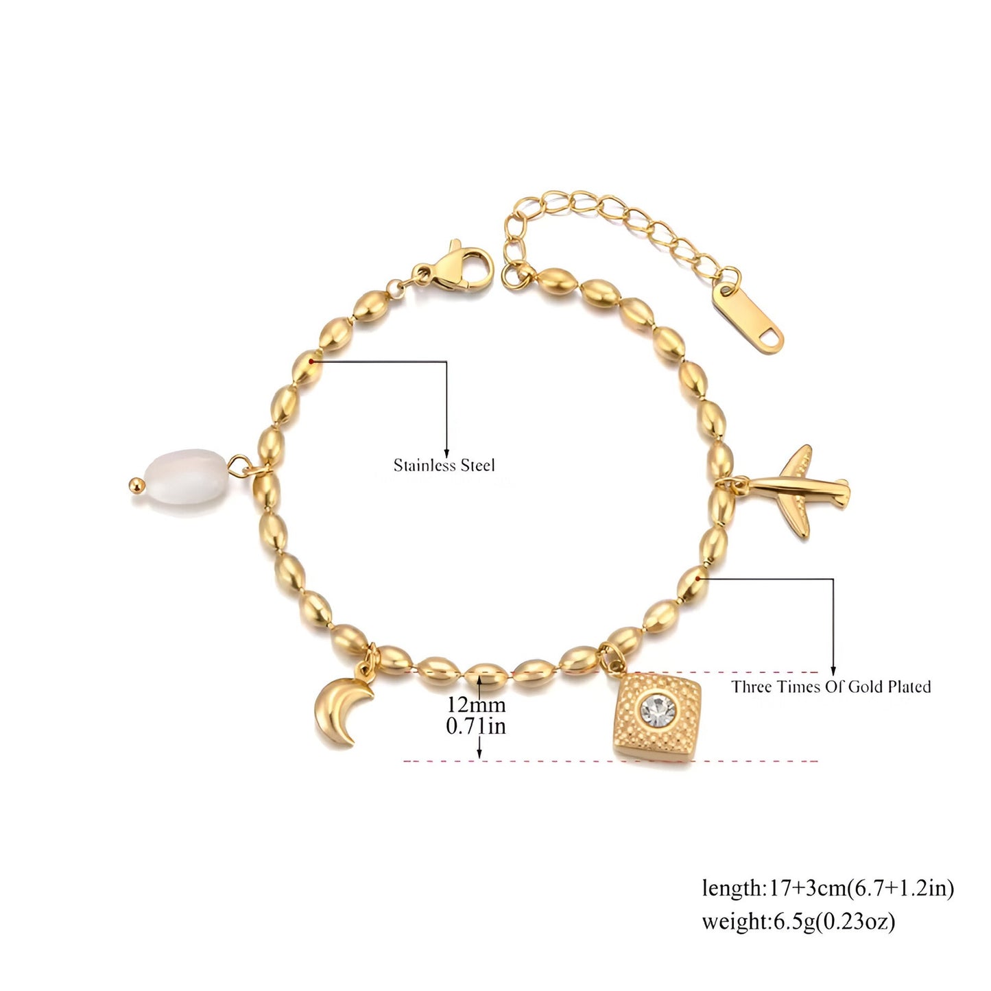 Aurika Charm Bracelet -18k Gold Plated