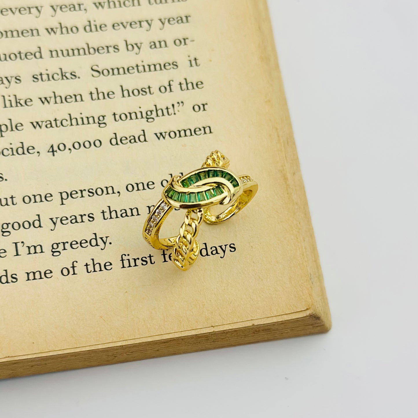 EMERALD CROWN 18K GOLD PLATED RING