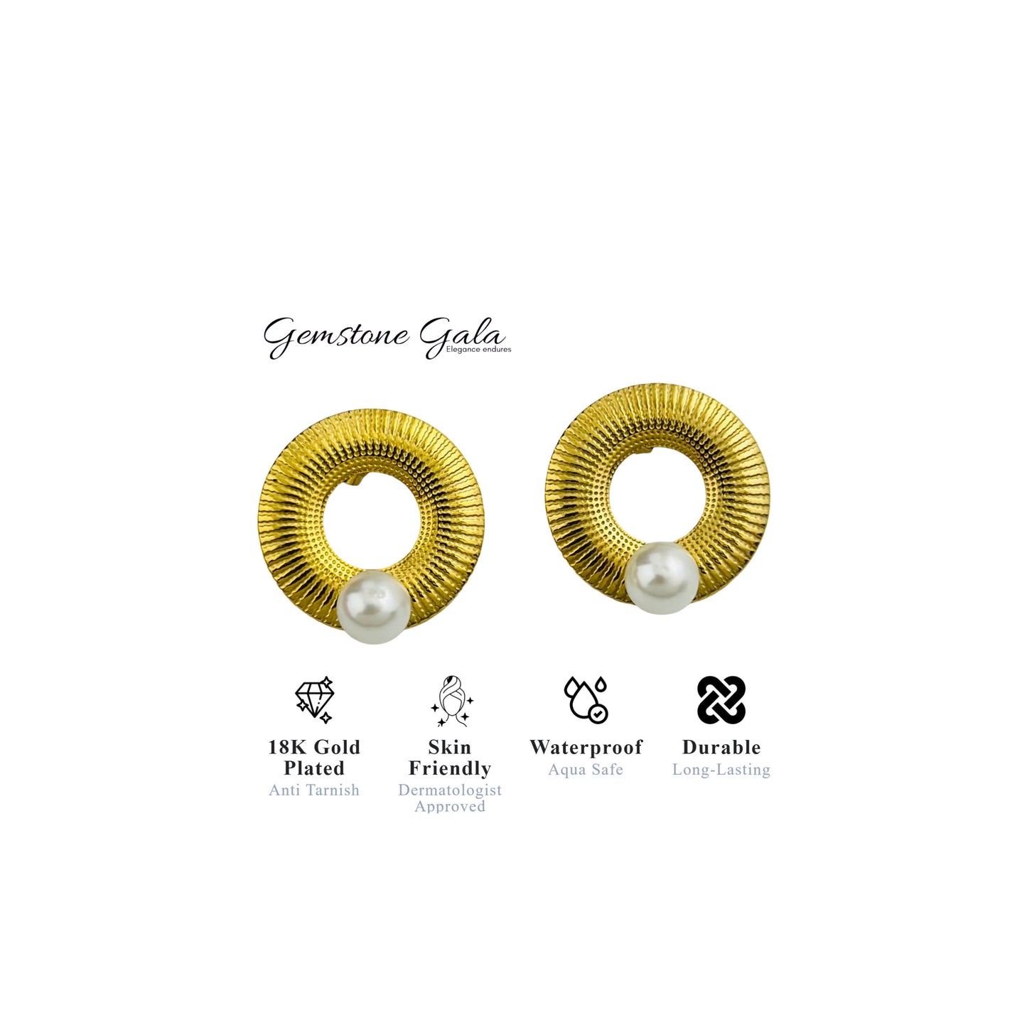 Boho Pearl Earrings -18k Gold Plated