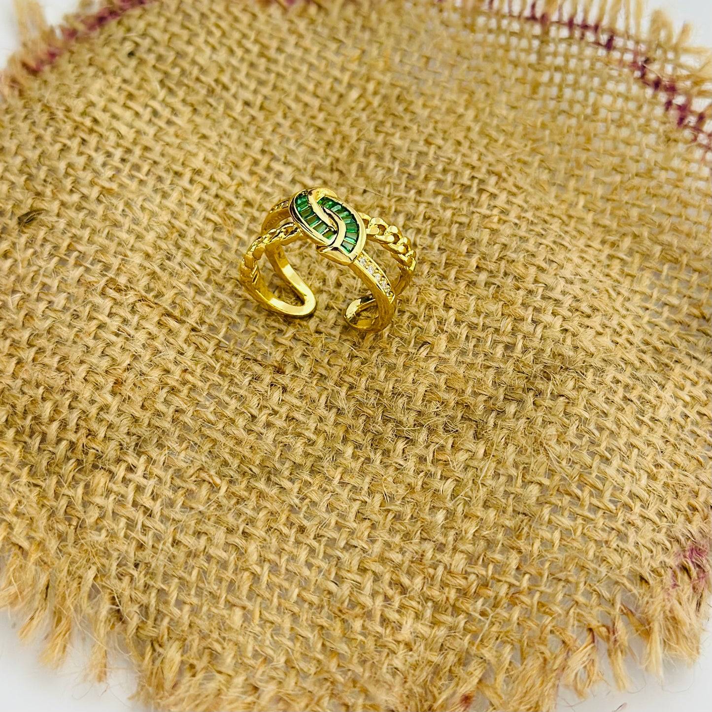 EMERALD CROWN 18K GOLD PLATED RING