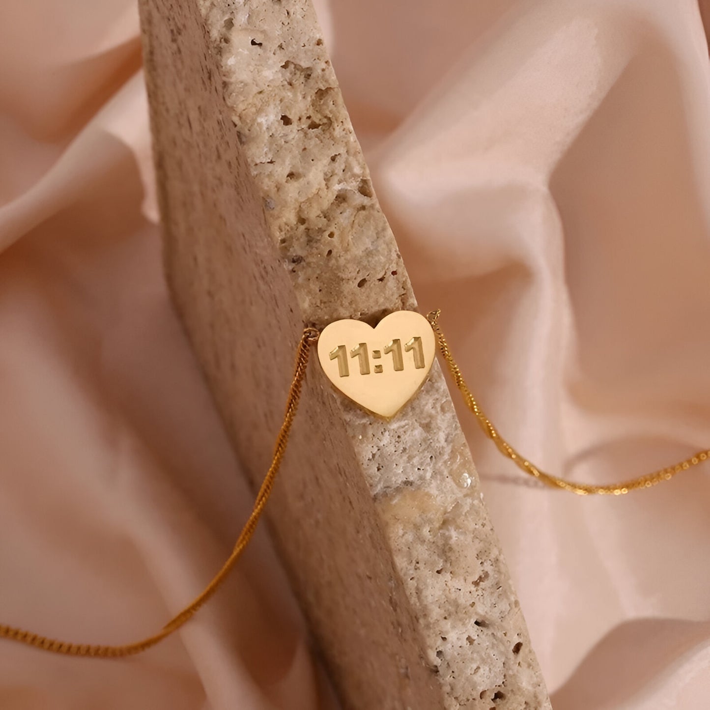Heart 11:11 Necklace ( Make a wish ) -18k Gold Plated