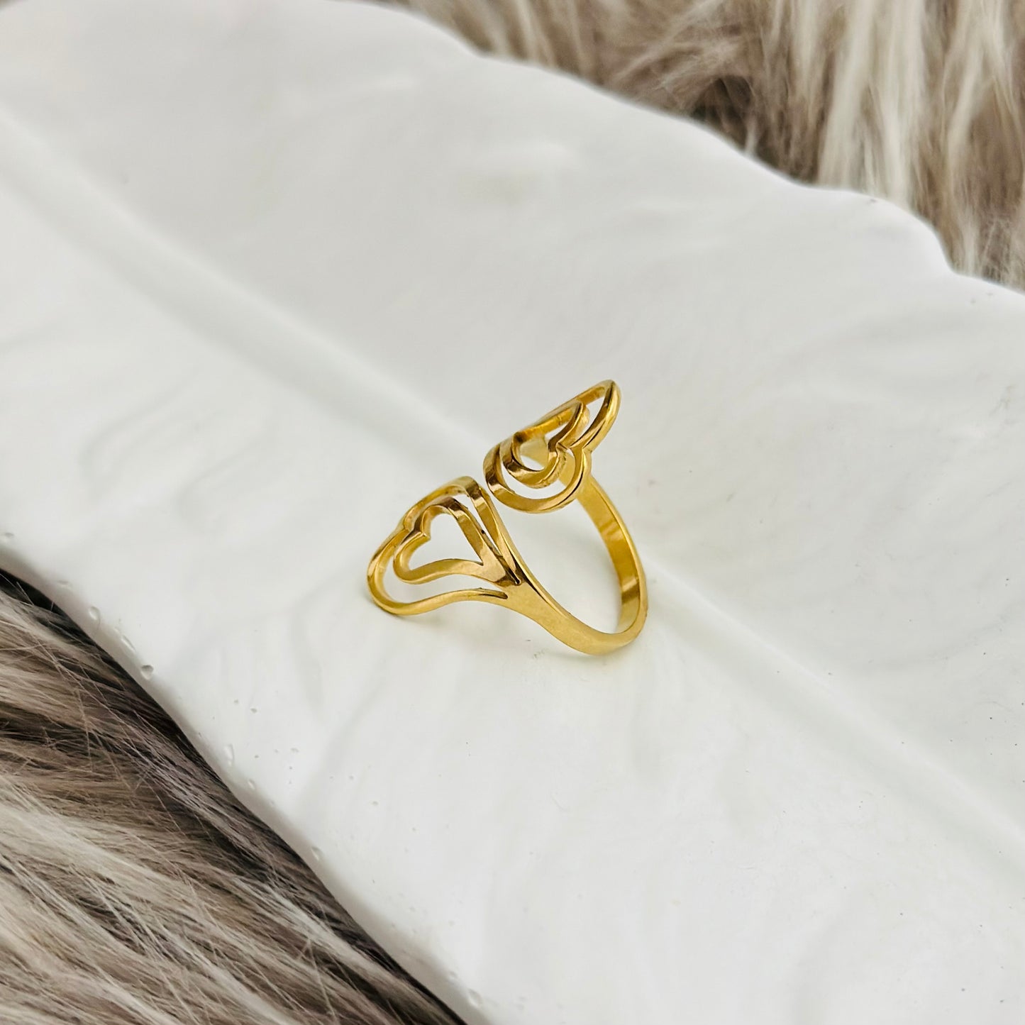 AURUM HEARTS 18K GOLD PLATED RING