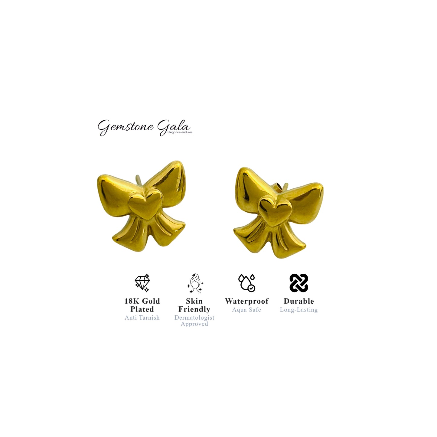 Bow-love Earrings -18k Gold Plated