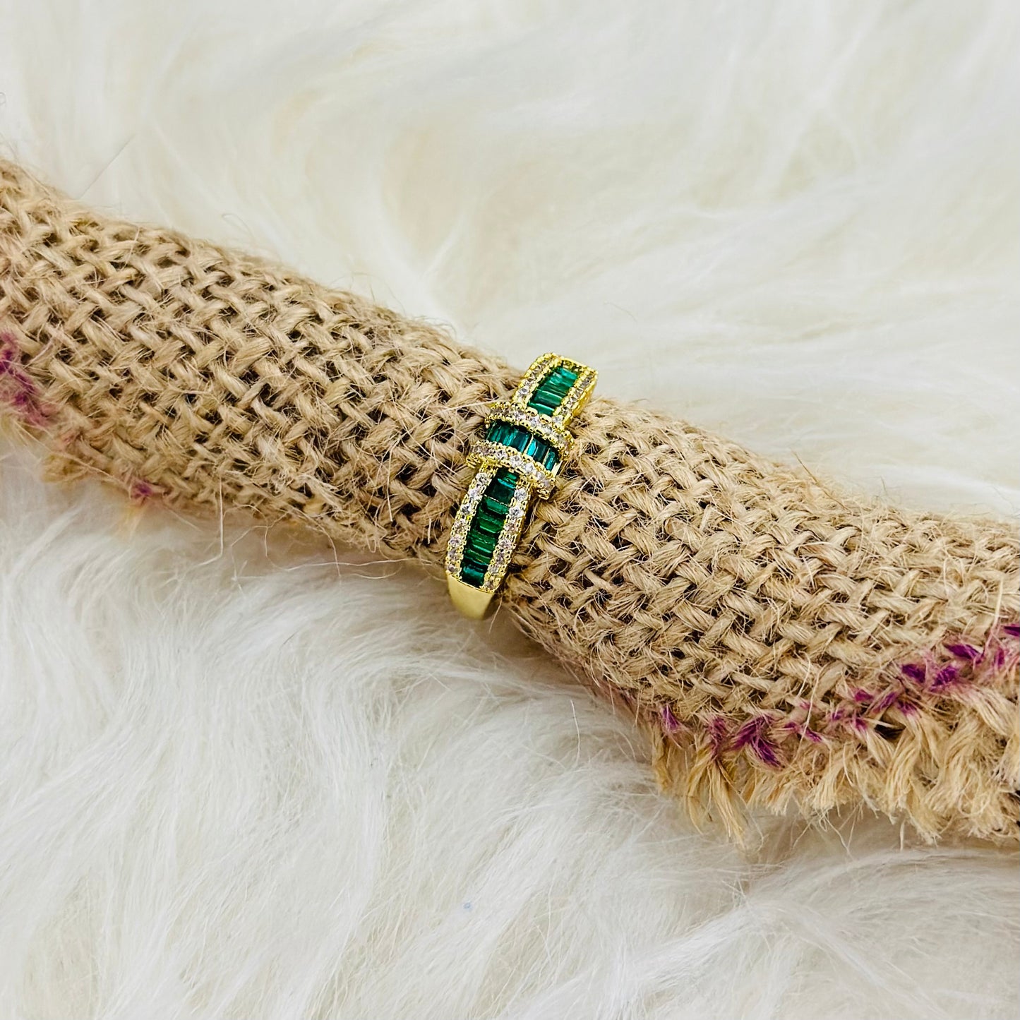 EMERALD 18K GOLD PLATED ROYALE RING