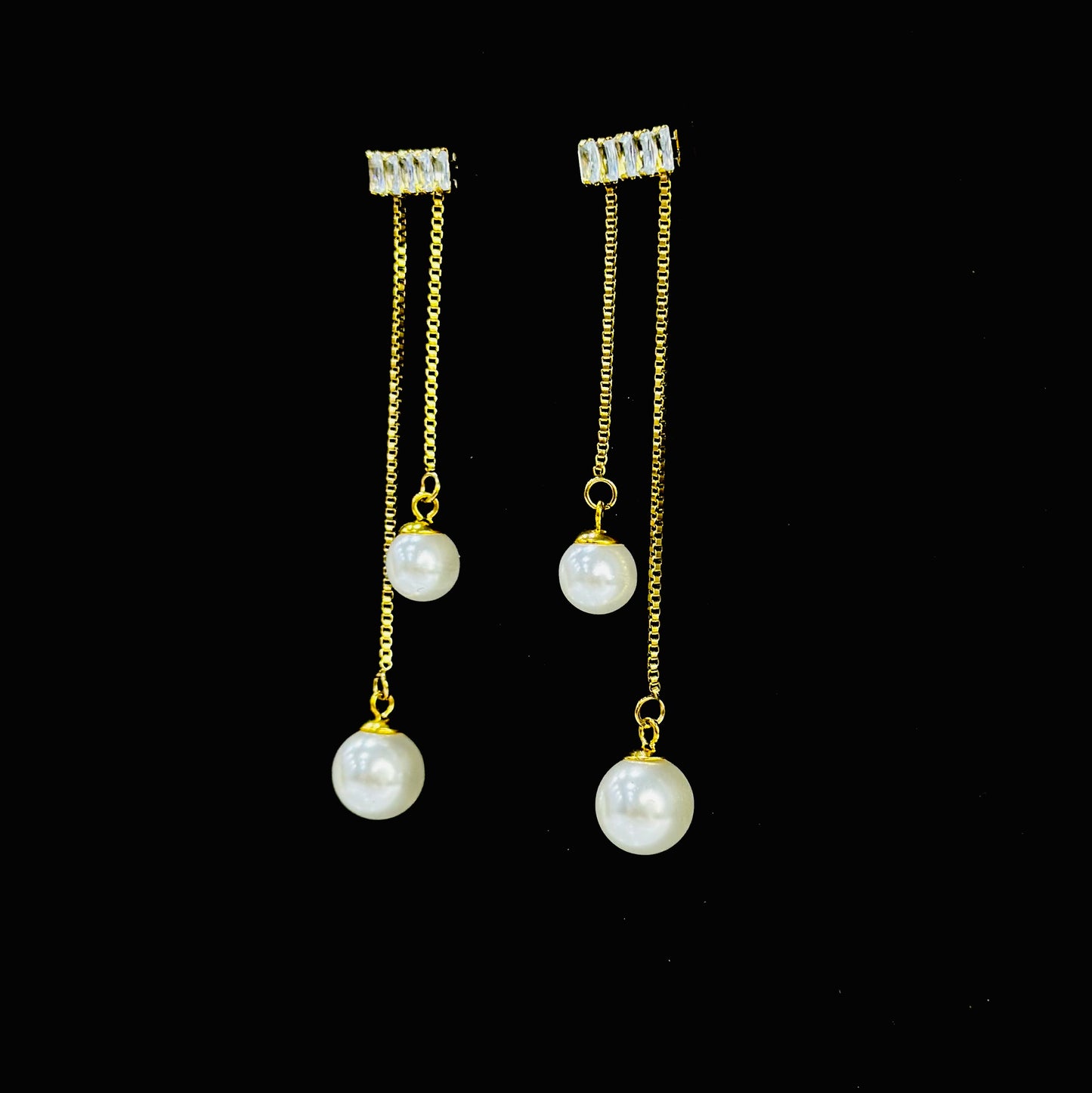 Dangling Pearl Earrings -18k Gold Plated