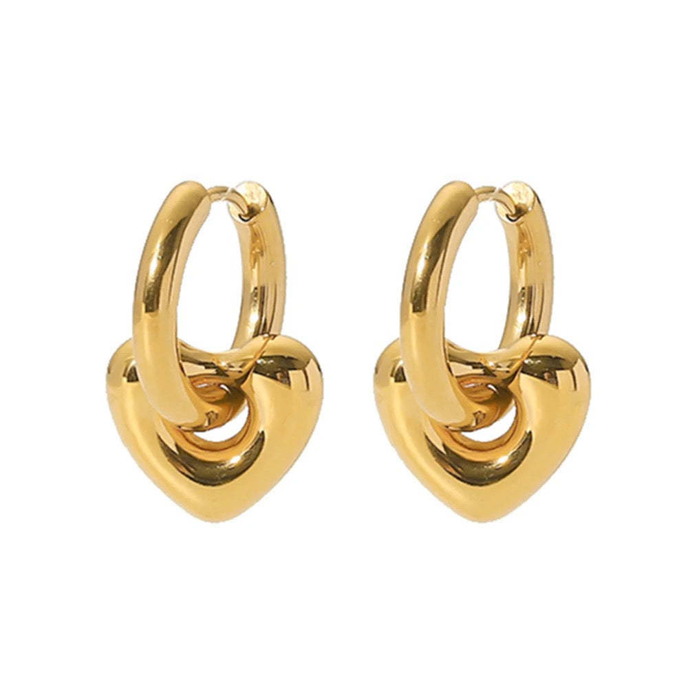 Heart Earrings -18k Gold Plated