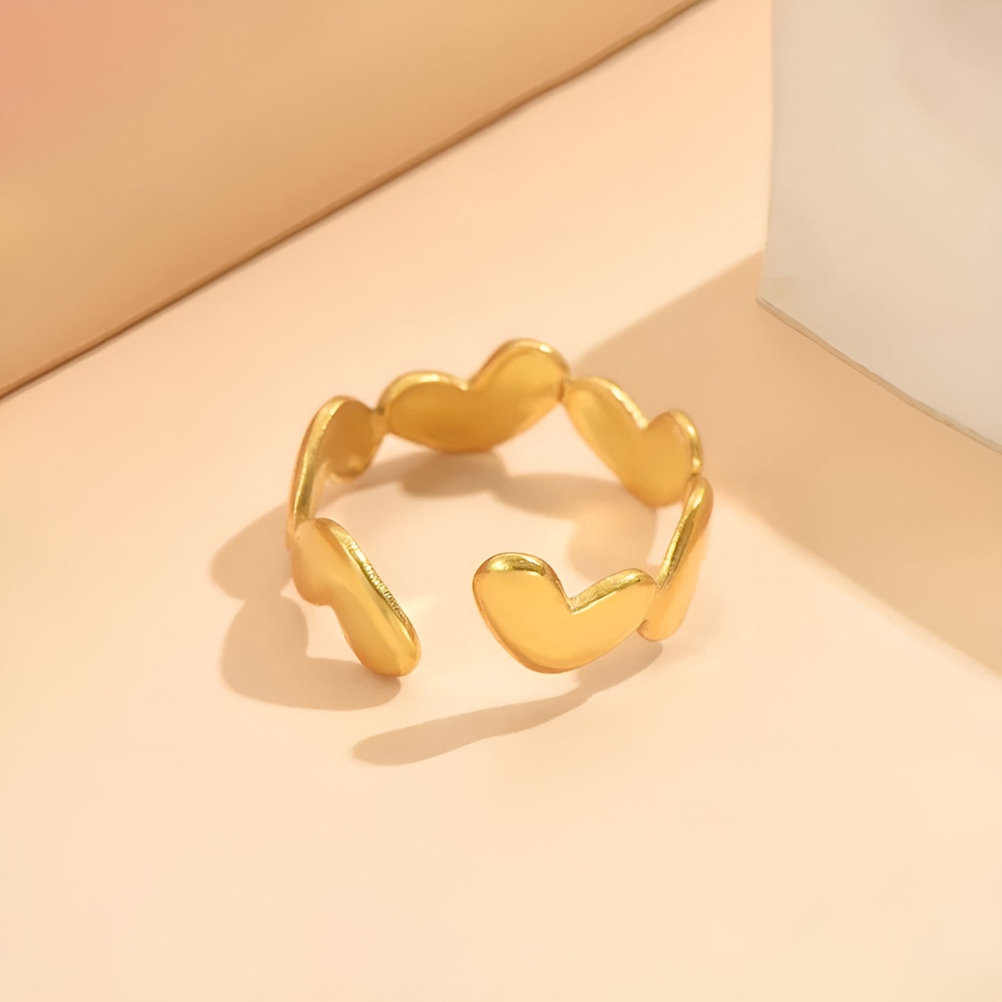 HERA HEARTS 18K GOLD PLATED RING ( LIGHT WEIGHT )