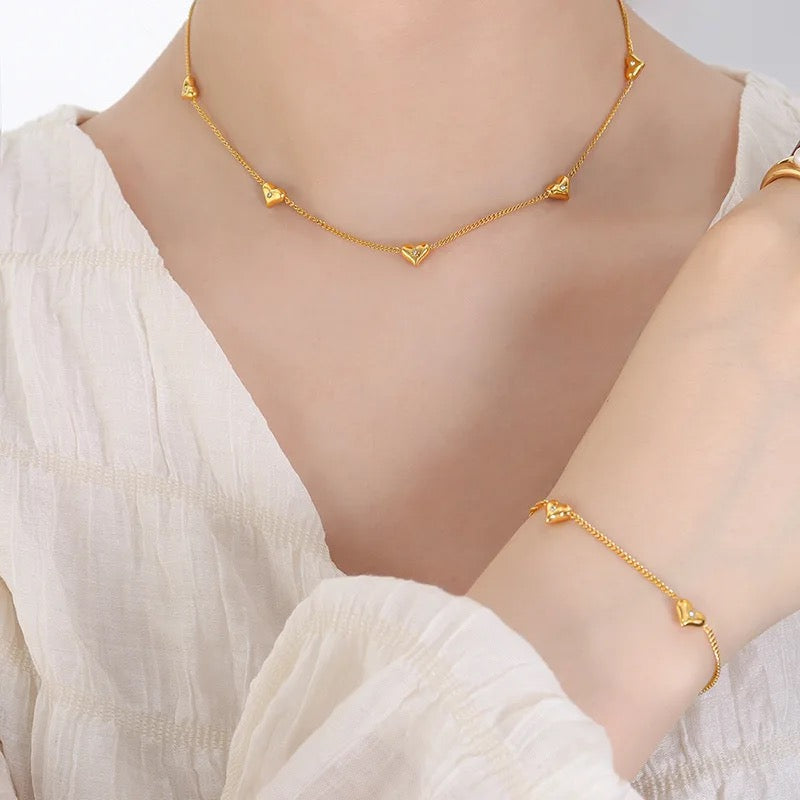 Meher Multi-Heart Necklace -18k Gold Plated