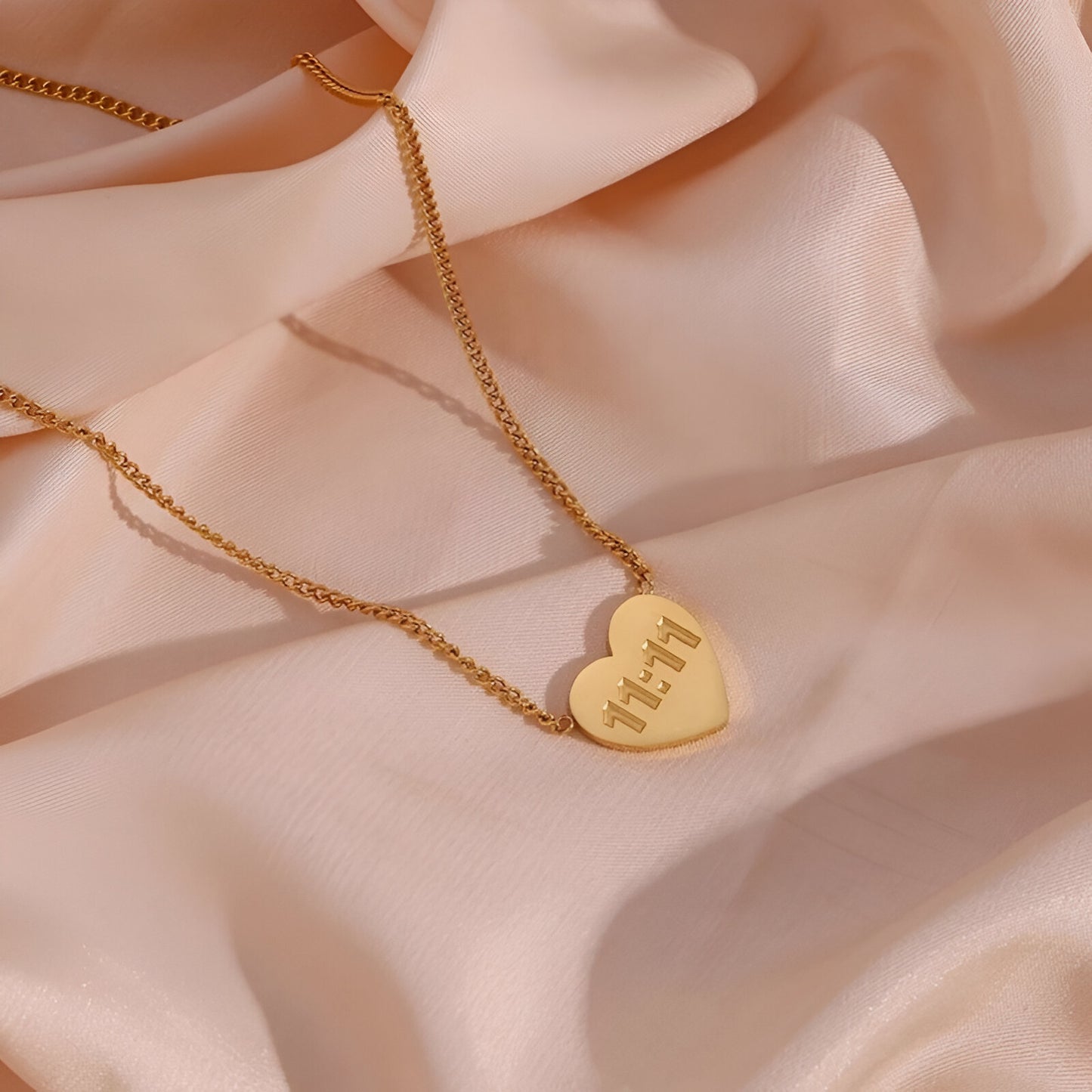 Heart 11:11 Necklace ( Make a wish ) -18k Gold Plated