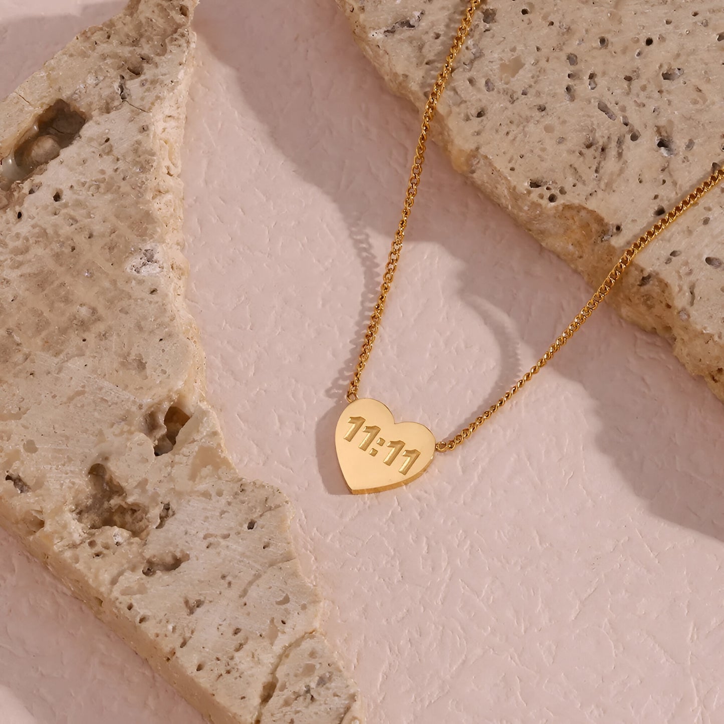 Heart 11:11 Necklace ( Make a wish ) -18k Gold Plated