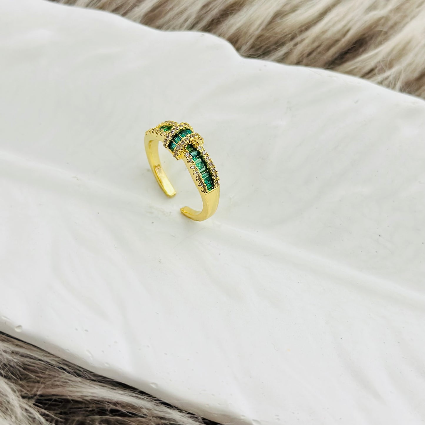EMERALD 18K GOLD PLATED ROYALE RING