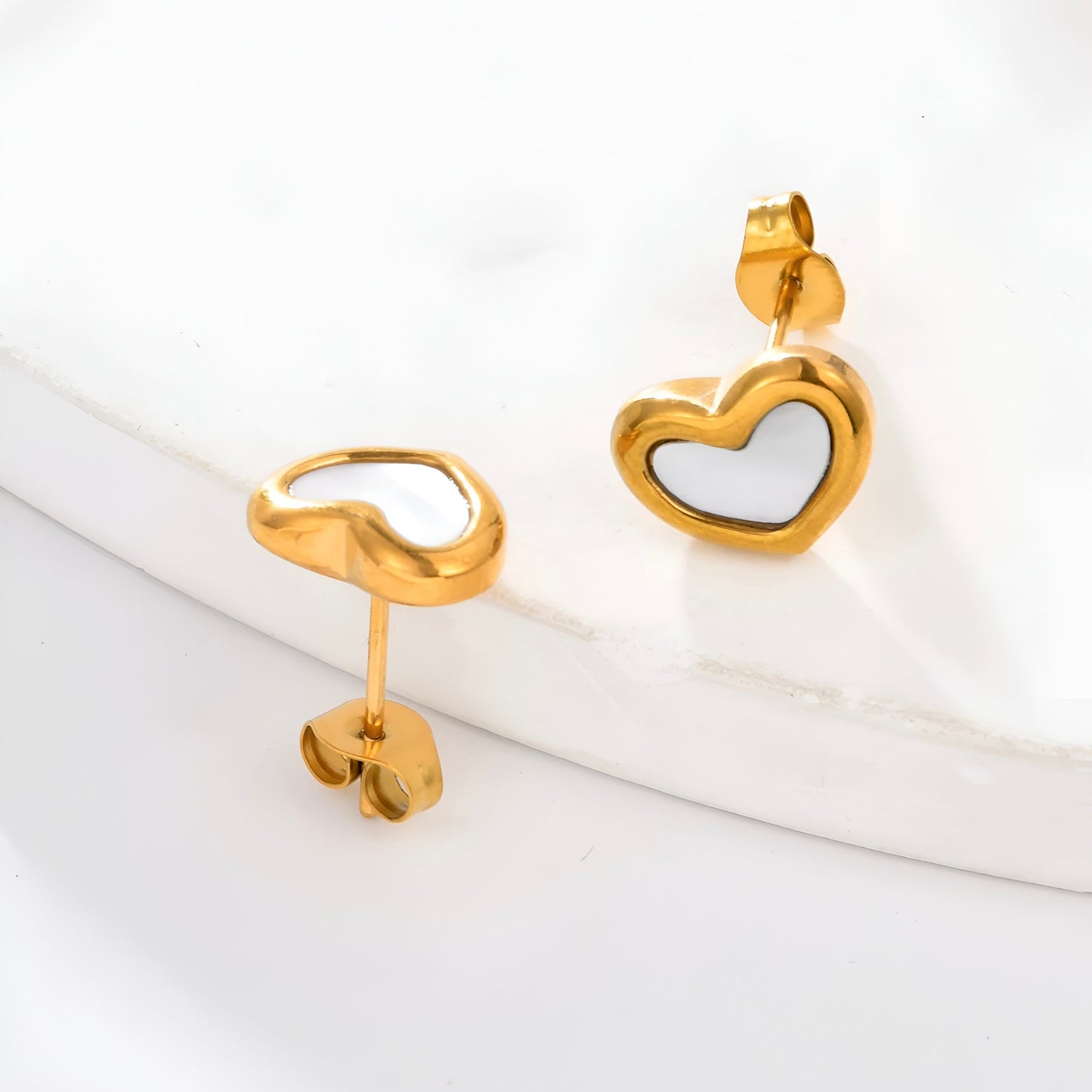 Heart Charm Earrings -18k Gold Plated