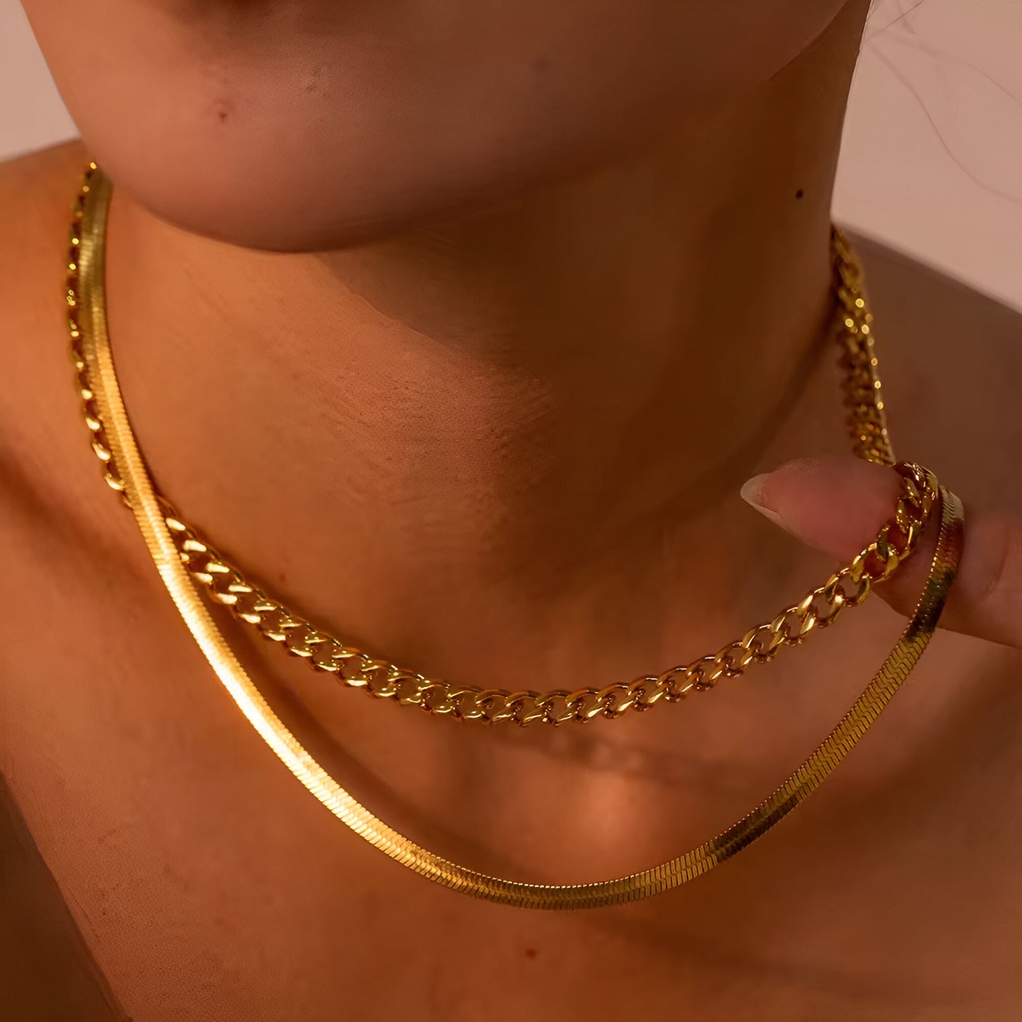 Zariah Double-Layer Necklace -18k Gold Plated