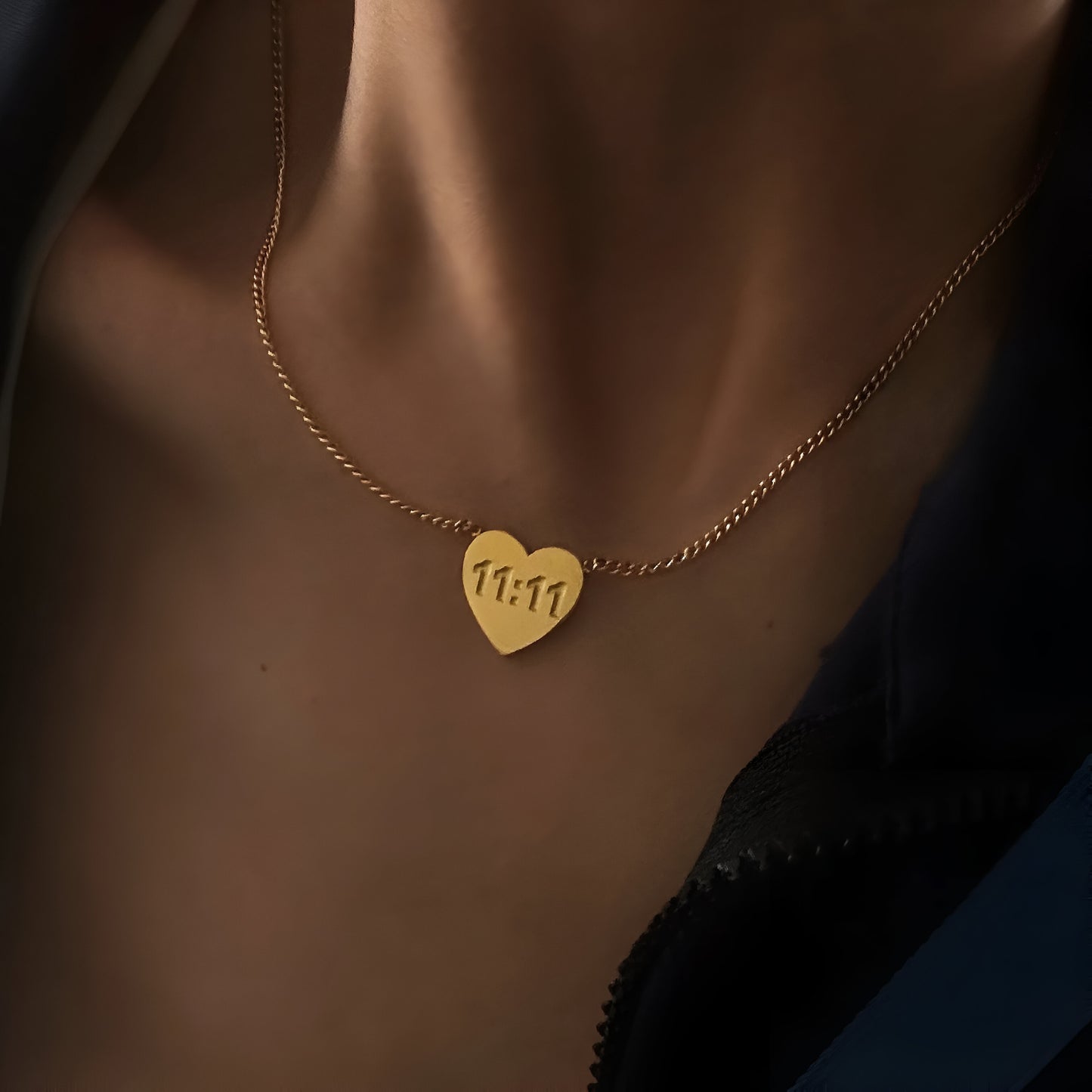 Heart 11:11 Necklace ( Make a wish ) -18k Gold Plated