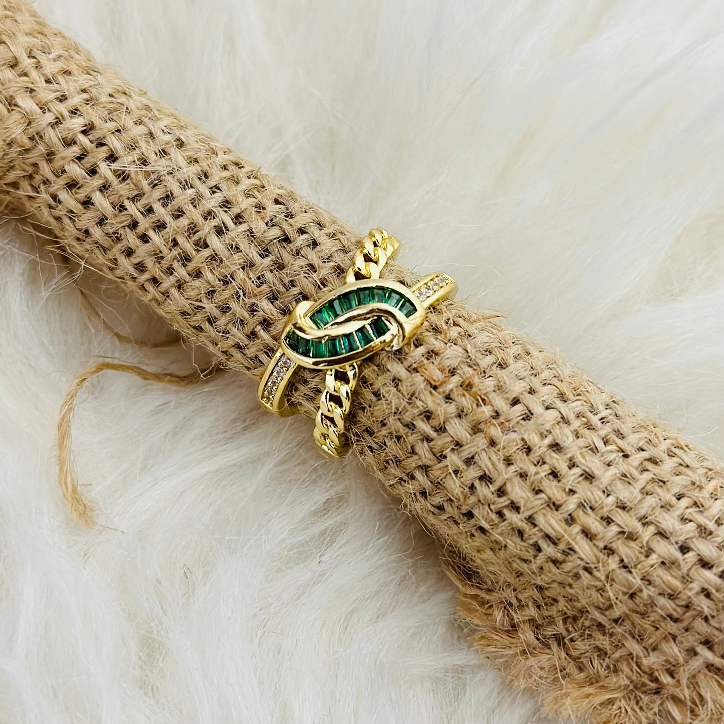 EMERALD CROWN 18K GOLD PLATED RING