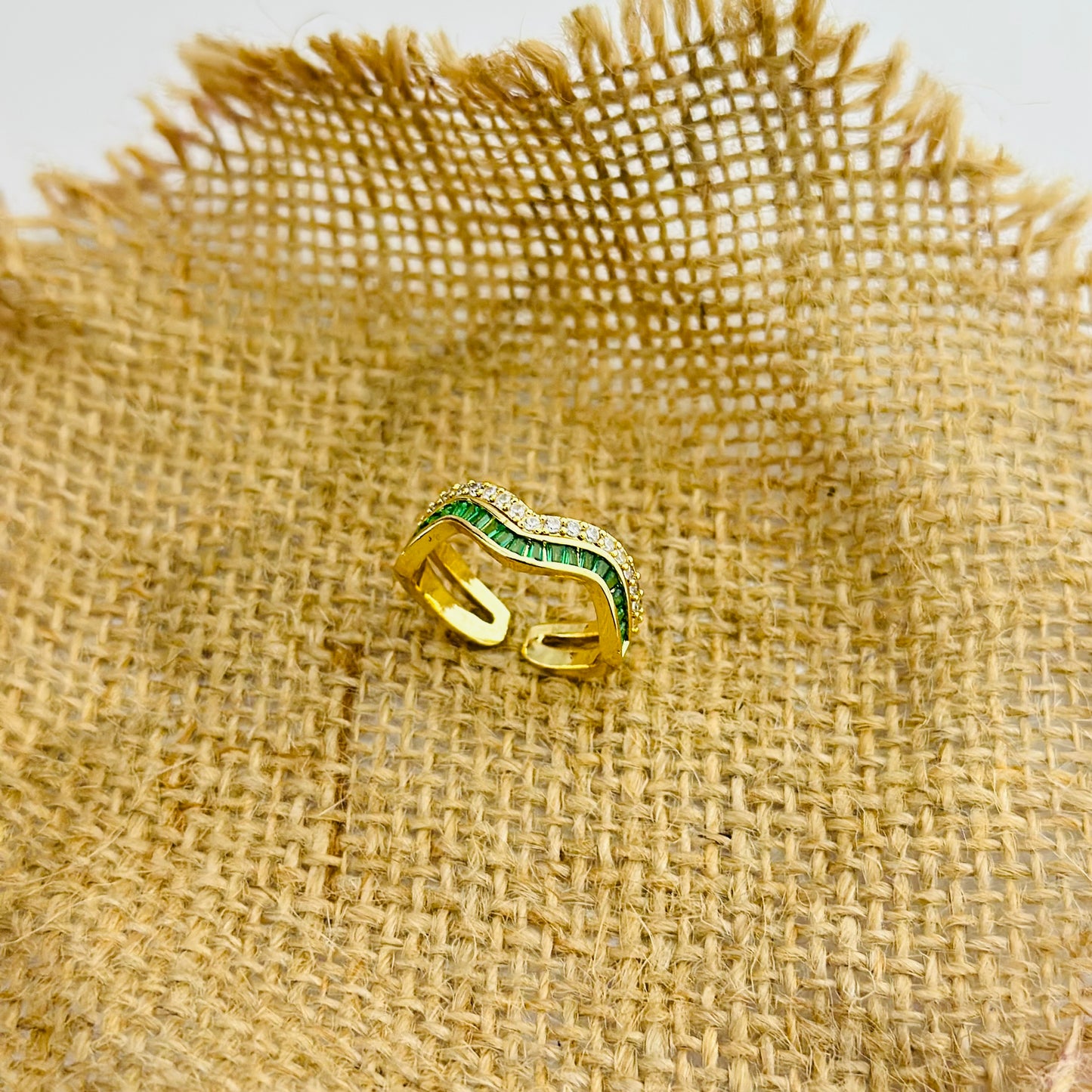 EMERALD ARC 18K GOLD PLATED RING