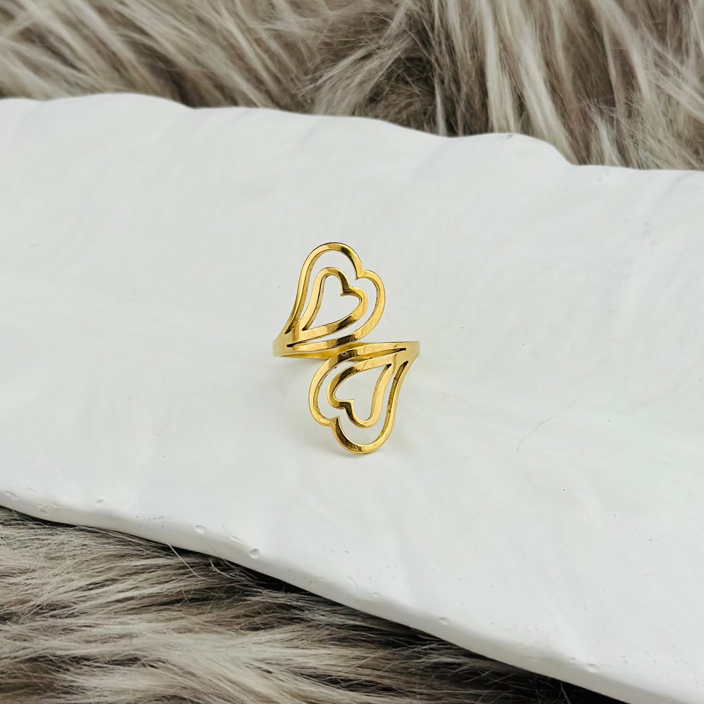 AURUM HEARTS 18K GOLD PLATED RING