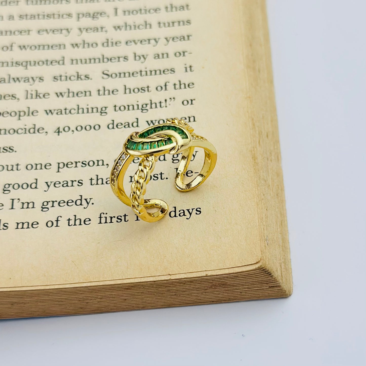 EMERALD CROWN 18K GOLD PLATED RING