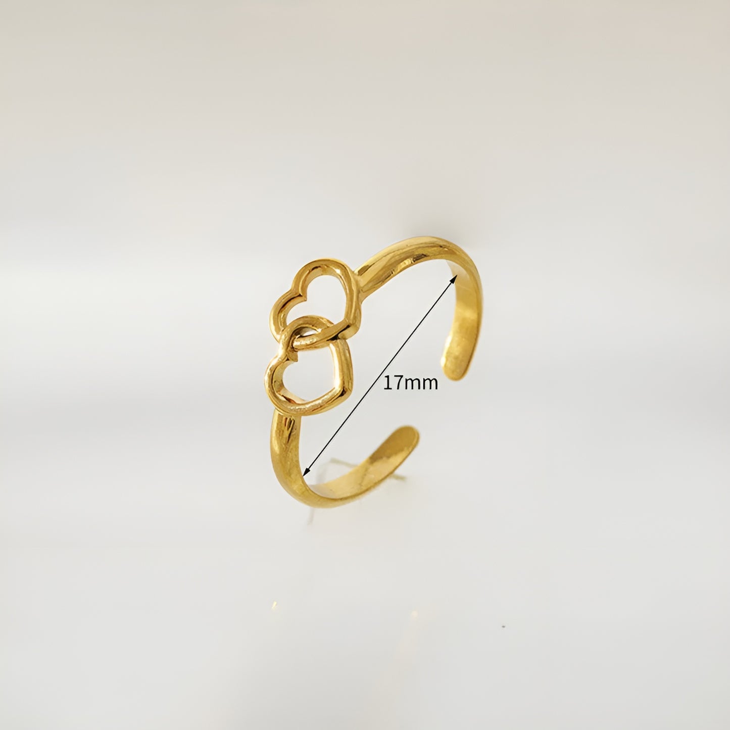 TWIN HEARTS 18K GOLD PLATED RING ( LIGHT WEIGHT )