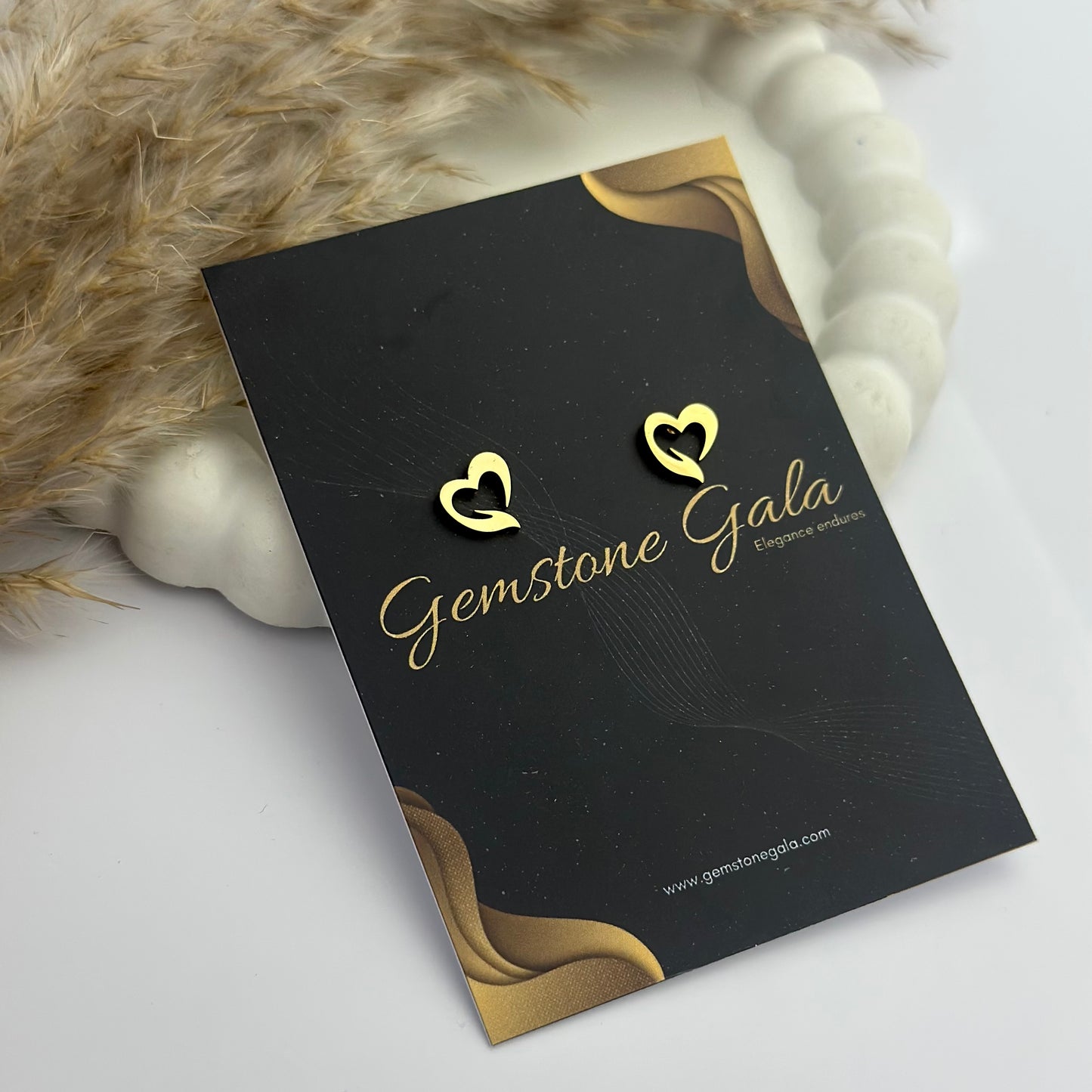 Heart Charm Stud -18k Gold Plated