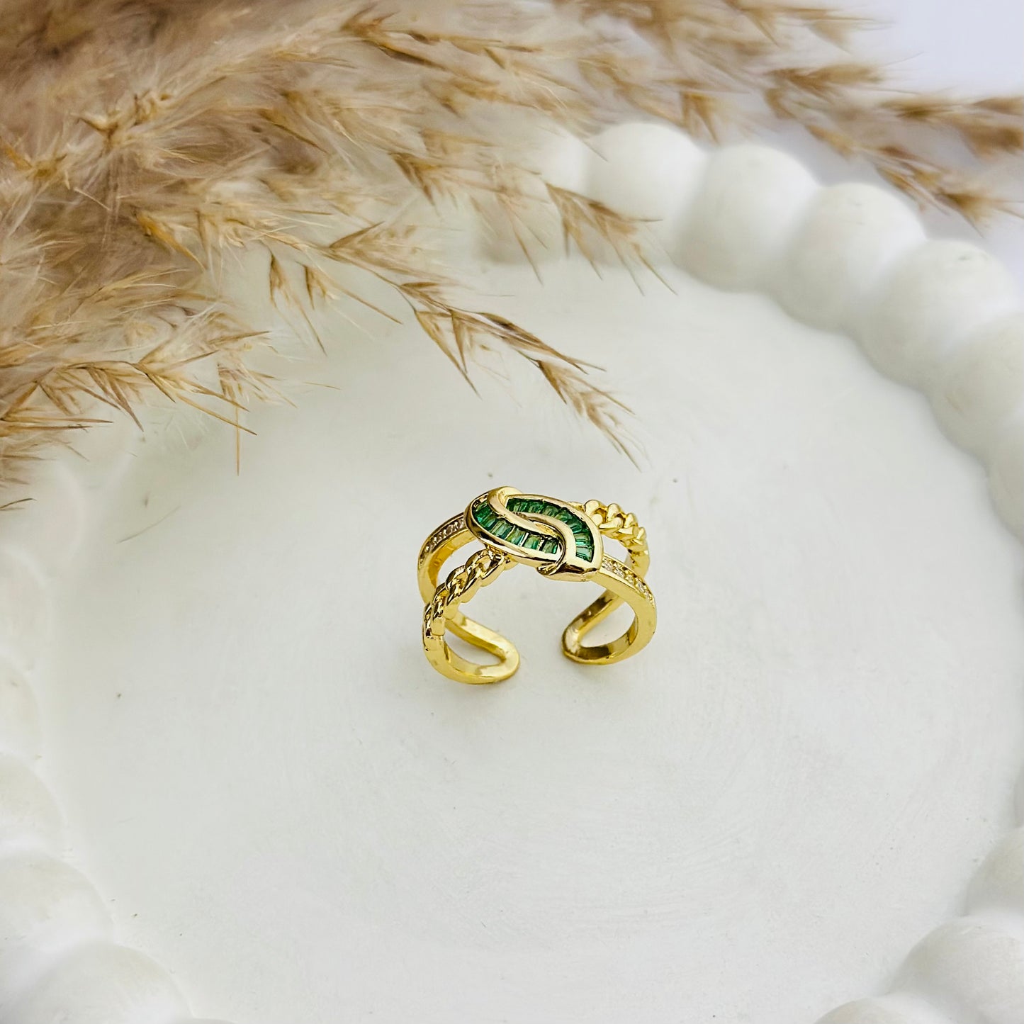 EMERALD CROWN 18K GOLD PLATED RING
