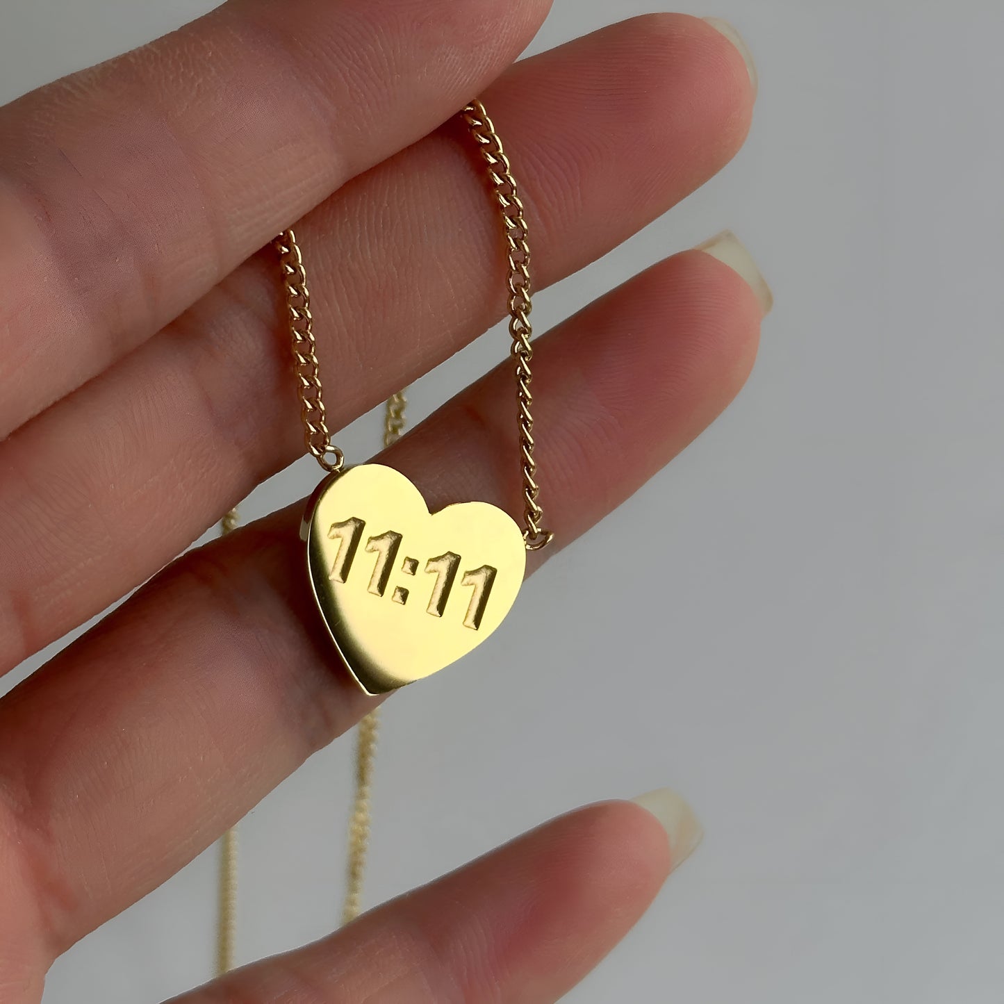 Heart 11:11 Necklace ( Make a wish ) -18k Gold Plated