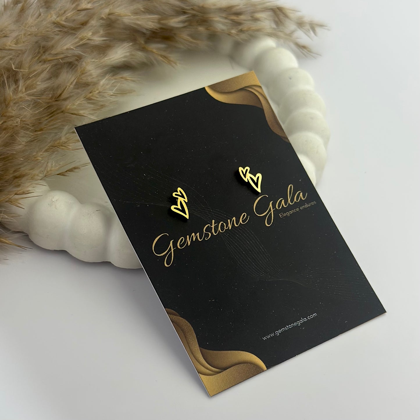 Halo Heart Stud -18k Gold Plated