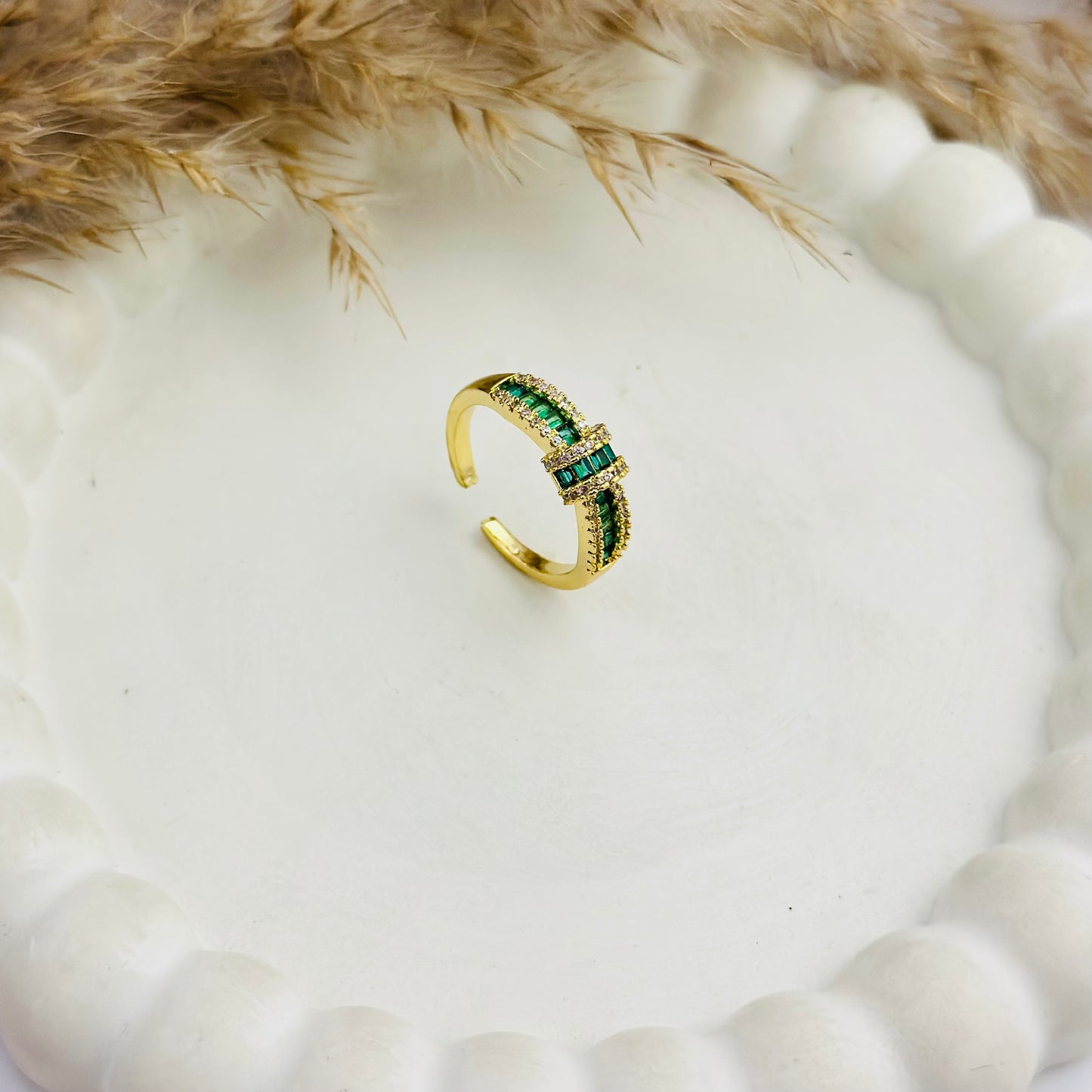 EMERALD 18K GOLD PLATED ROYALE RING