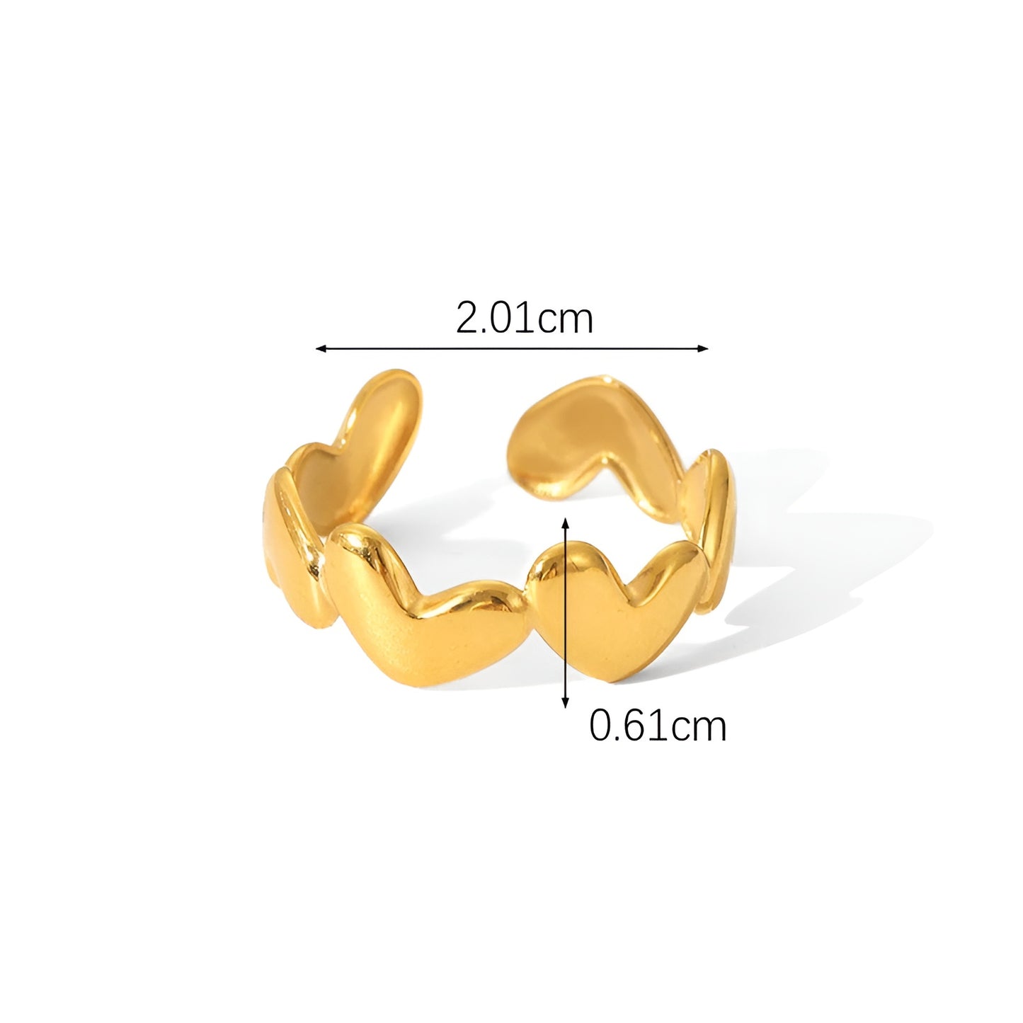 HERA HEARTS 18K GOLD PLATED RING ( LIGHT WEIGHT )