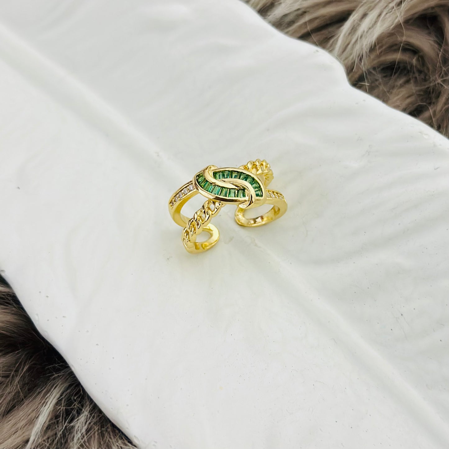 EMERALD CROWN 18K GOLD PLATED RING