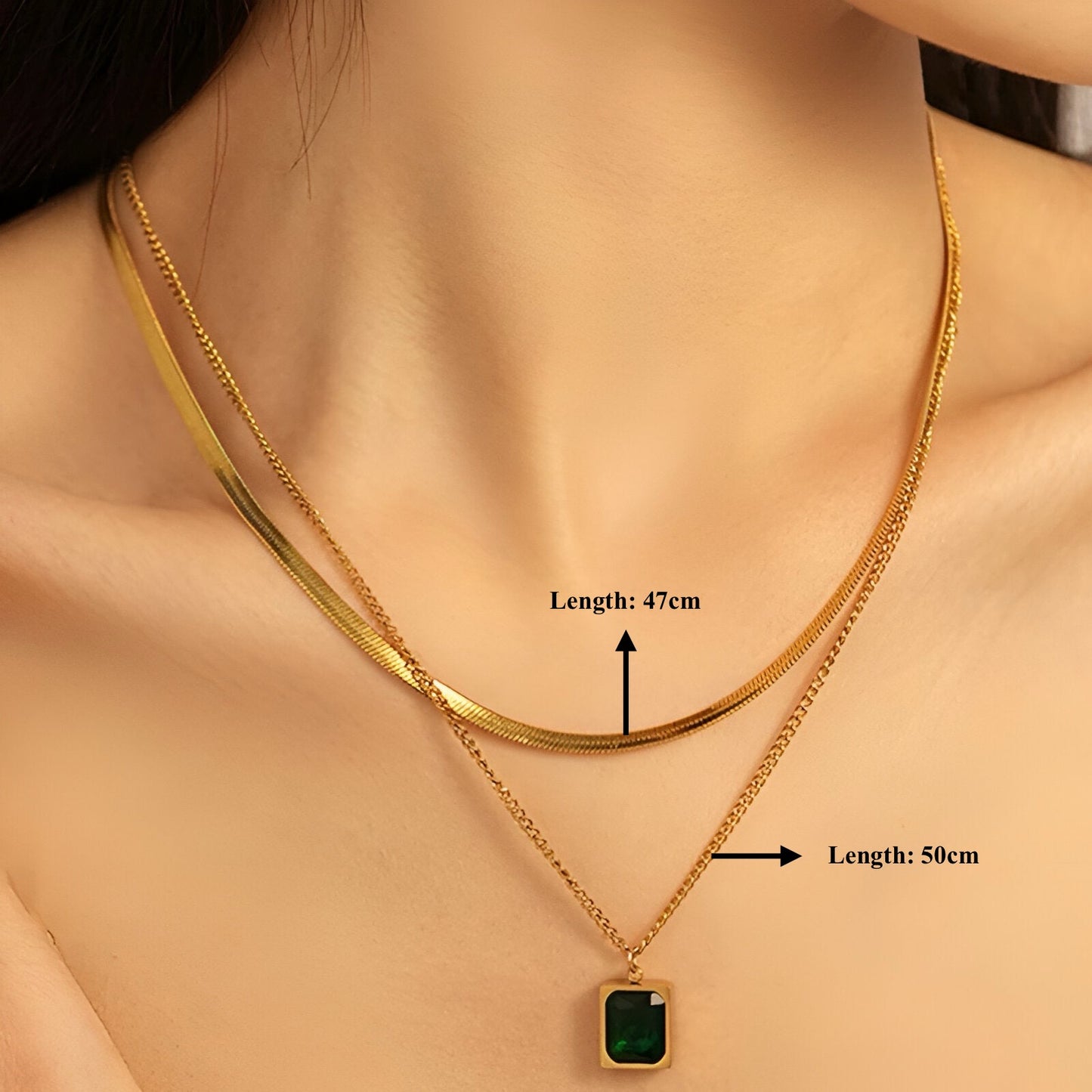 Emerald Élan Necklace -18k Gold Plated