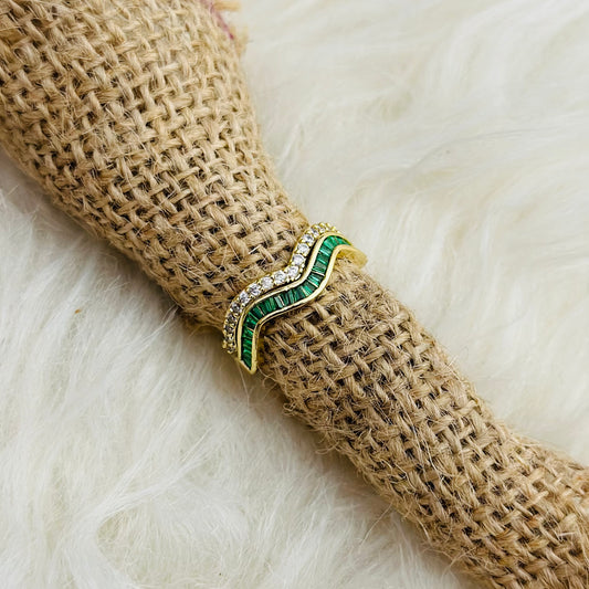 EMERALD ARC 18K GOLD PLATED RING