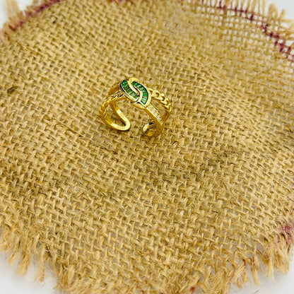 EMERALD CROWN 18K GOLD PLATED RING