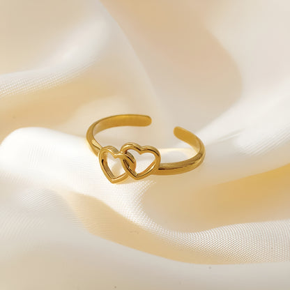TWIN HEARTS 18K GOLD PLATED RING ( LIGHT WEIGHT )