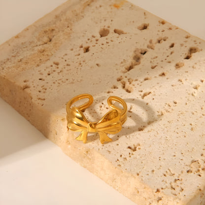 ZOE BOW 18K GOLD PLATED RING
