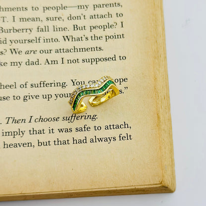 EMERALD ARC 18K GOLD PLATED RING