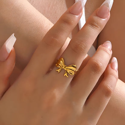 ZOE BOW 18K GOLD PLATED RING