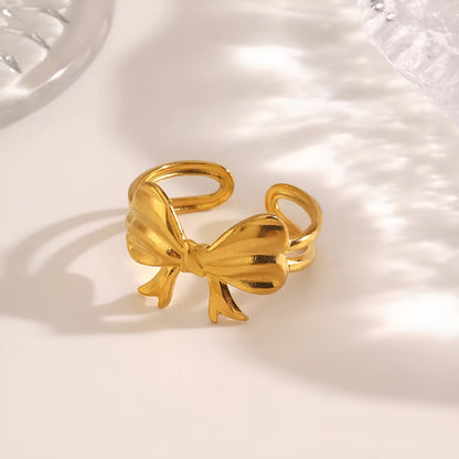 ZOE BOW 18K GOLD PLATED RING