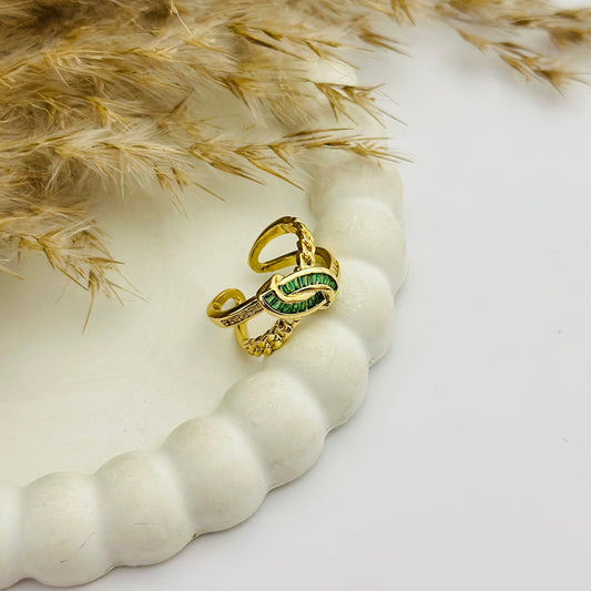 EMERALD CROWN 18K GOLD PLATED RING