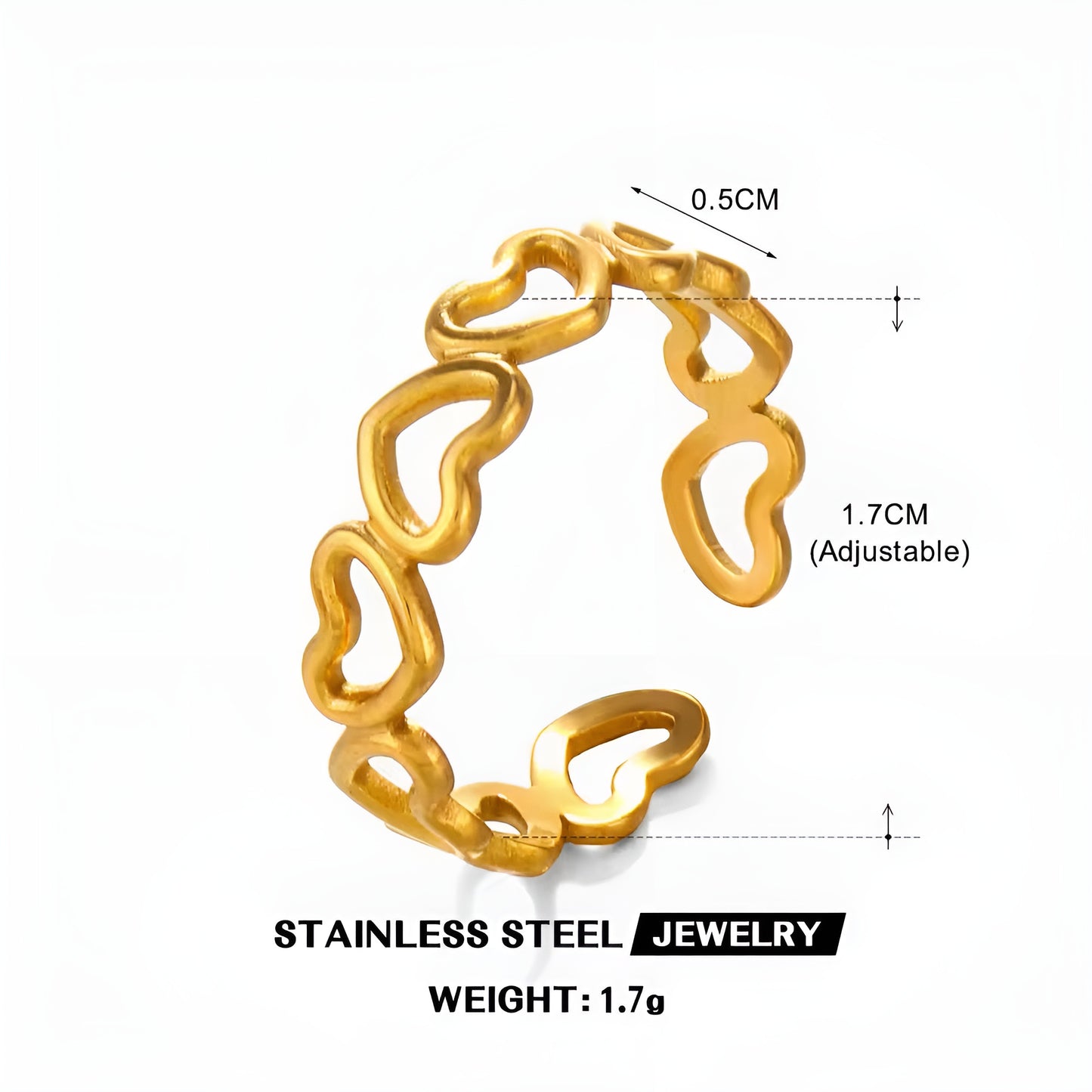 HEARTED HUE 18K GOLD PLATED RING (LIGHT WEIGHT)