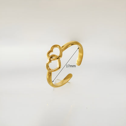 TWIN HEARTS 18K GOLD PLATED RING ( LIGHT WEIGHT )