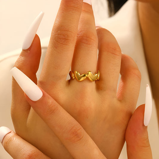 HERA HEARTS 18K GOLD PLATED RING ( LIGHT WEIGHT )
