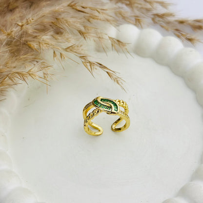 EMERALD CROWN 18K GOLD PLATED RING