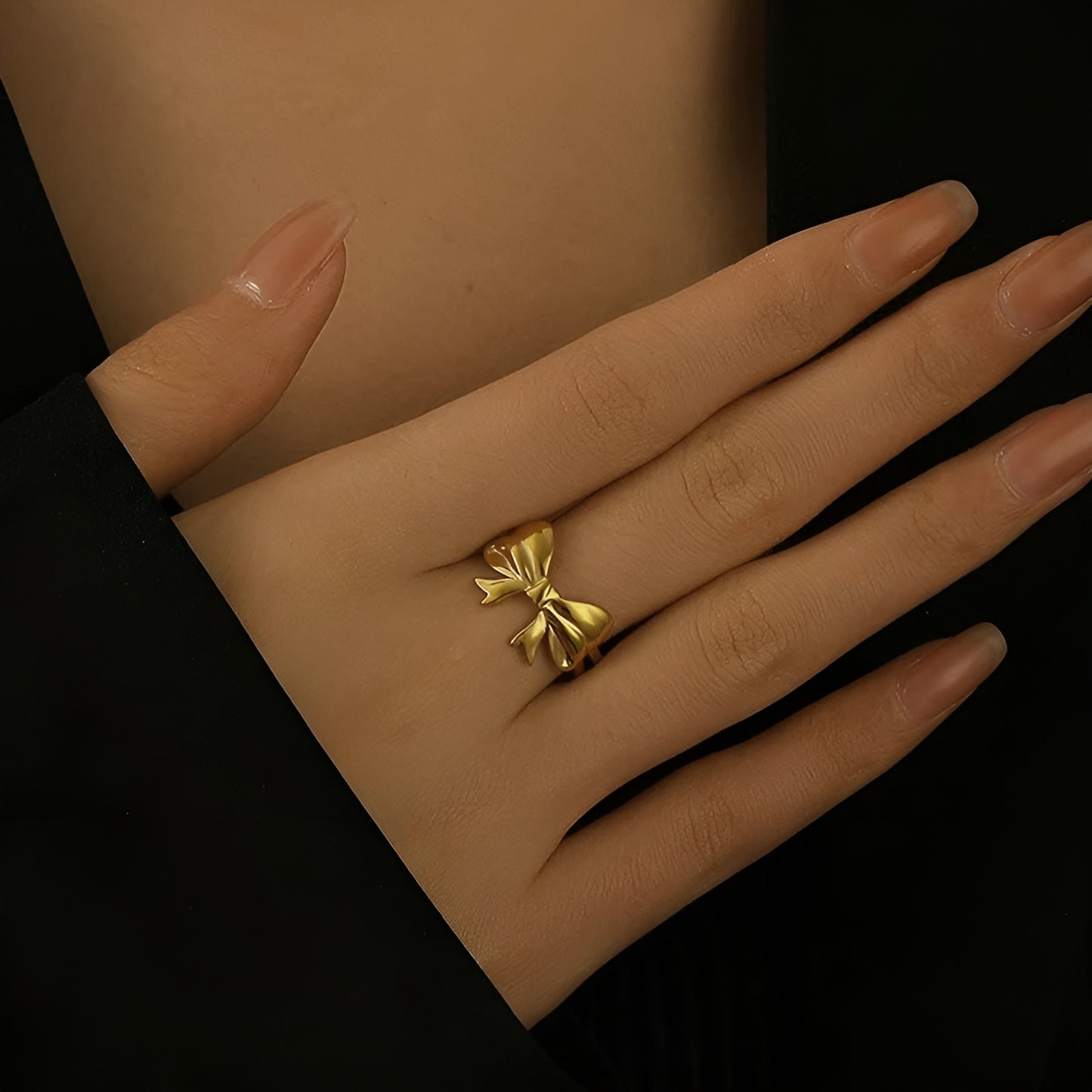 ZOE BOW 18K GOLD PLATED RING