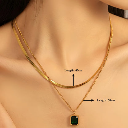 Emerald Élan Necklace -18k Gold Plated