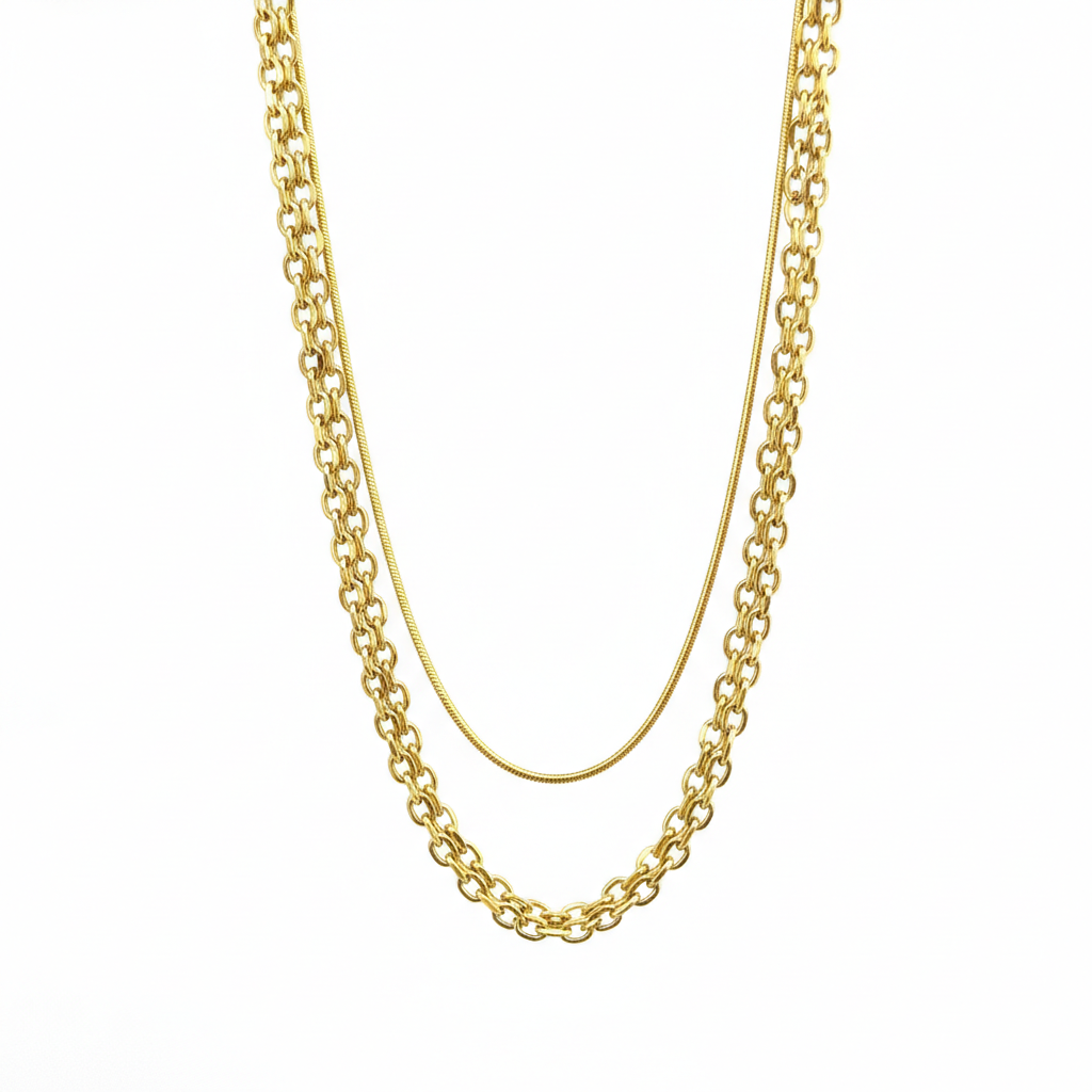 Roisin Double-Layer Necklace -18k Gold Plated